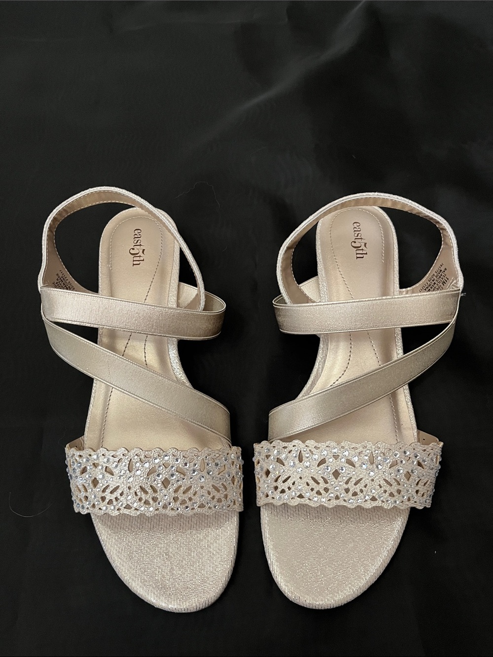 East 5th Metallic Champagne Crisscross Dress Sandals